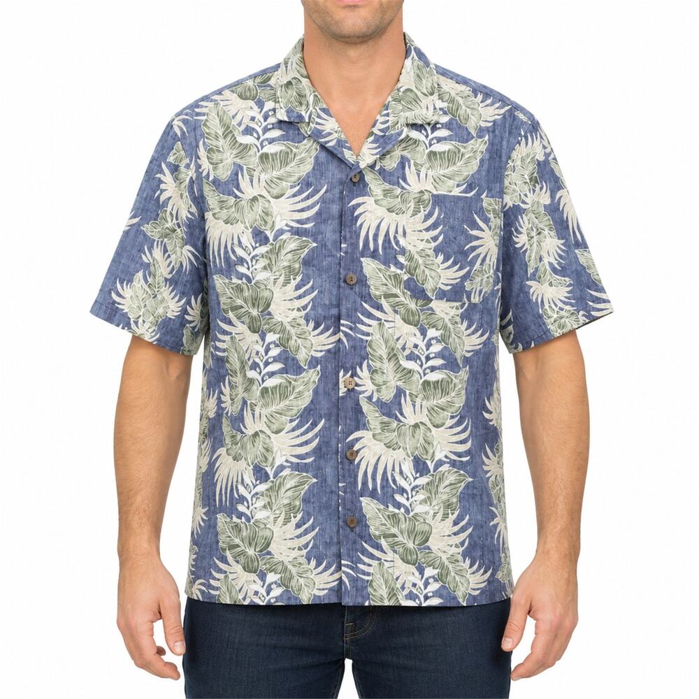 Royal Creations Shirt Mens Large Blue Green Hawaiian Tropical Beach USA-Made